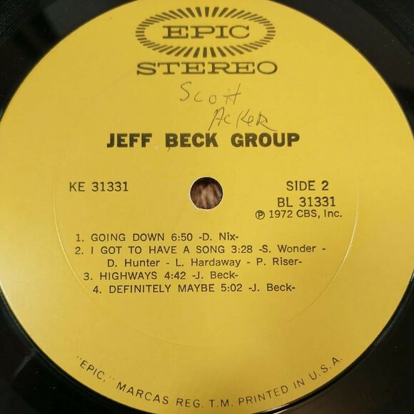 Jeff Beck Group Jeff Beck Group 1972 Epic #KE-31331 Blues Rock Vinyl LP VG+ - Picture 9 of 10